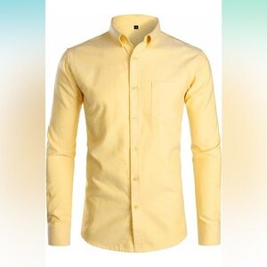 💛 ZEROYAA Men's Casual Slim Fit Long Sleeve Button Down Oxford Shirts size Small